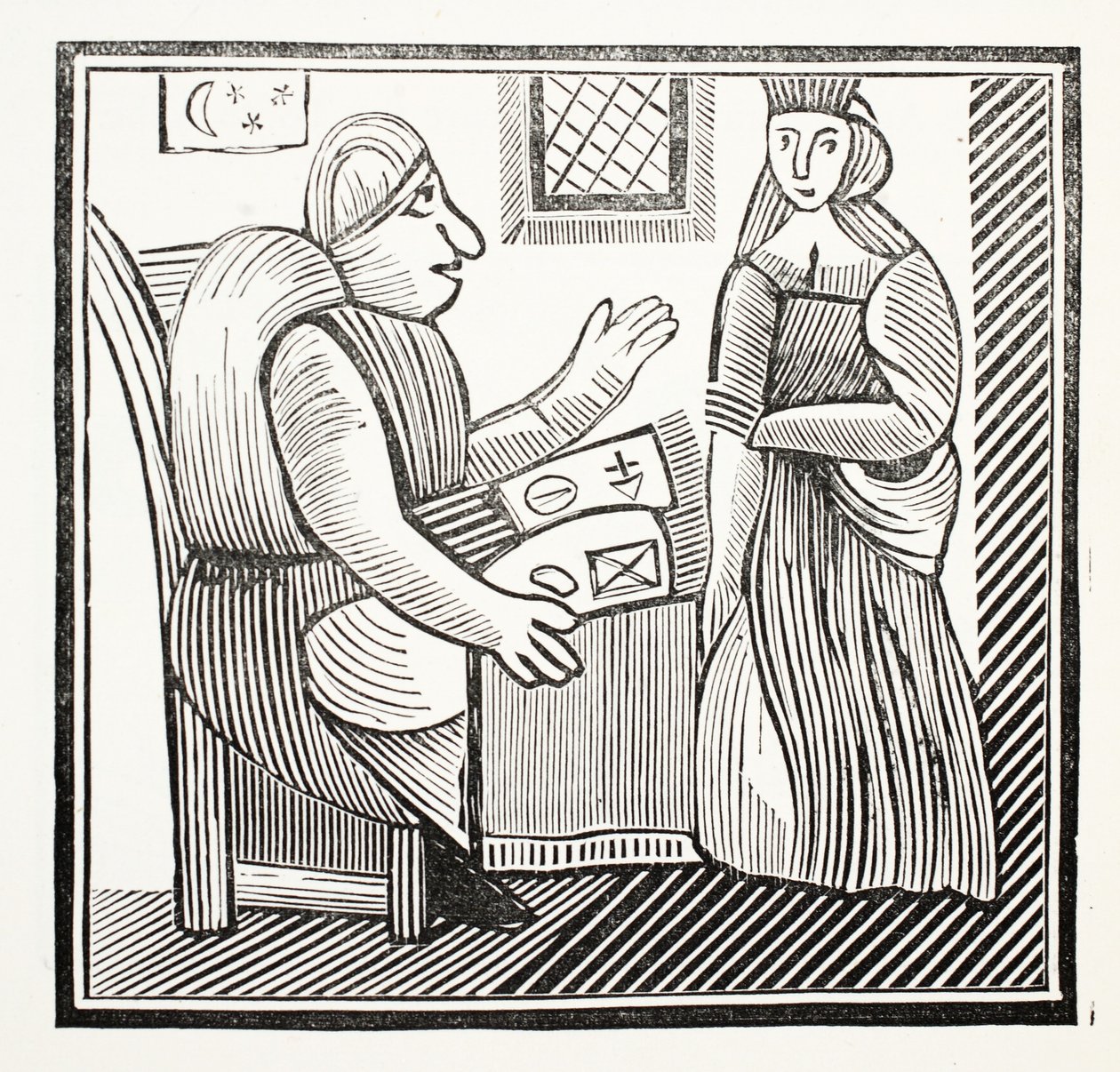 Die Geschichte von Mutter Bunch aus dem Westen, Illustration aus Chap-books of the Eighteenth Century von John Ashton, veröffentlicht 1882 von English School