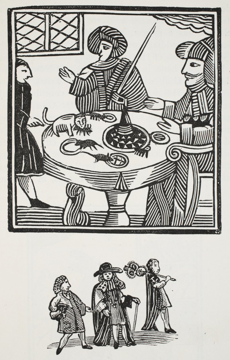 Die Geschichte von Sir Richard Whittington, dreimal Lord Mayor von London, Illustration aus Chap-books des achtzehnten Jahrhunderts von John Ashton, veröffentlicht 1882 von English School