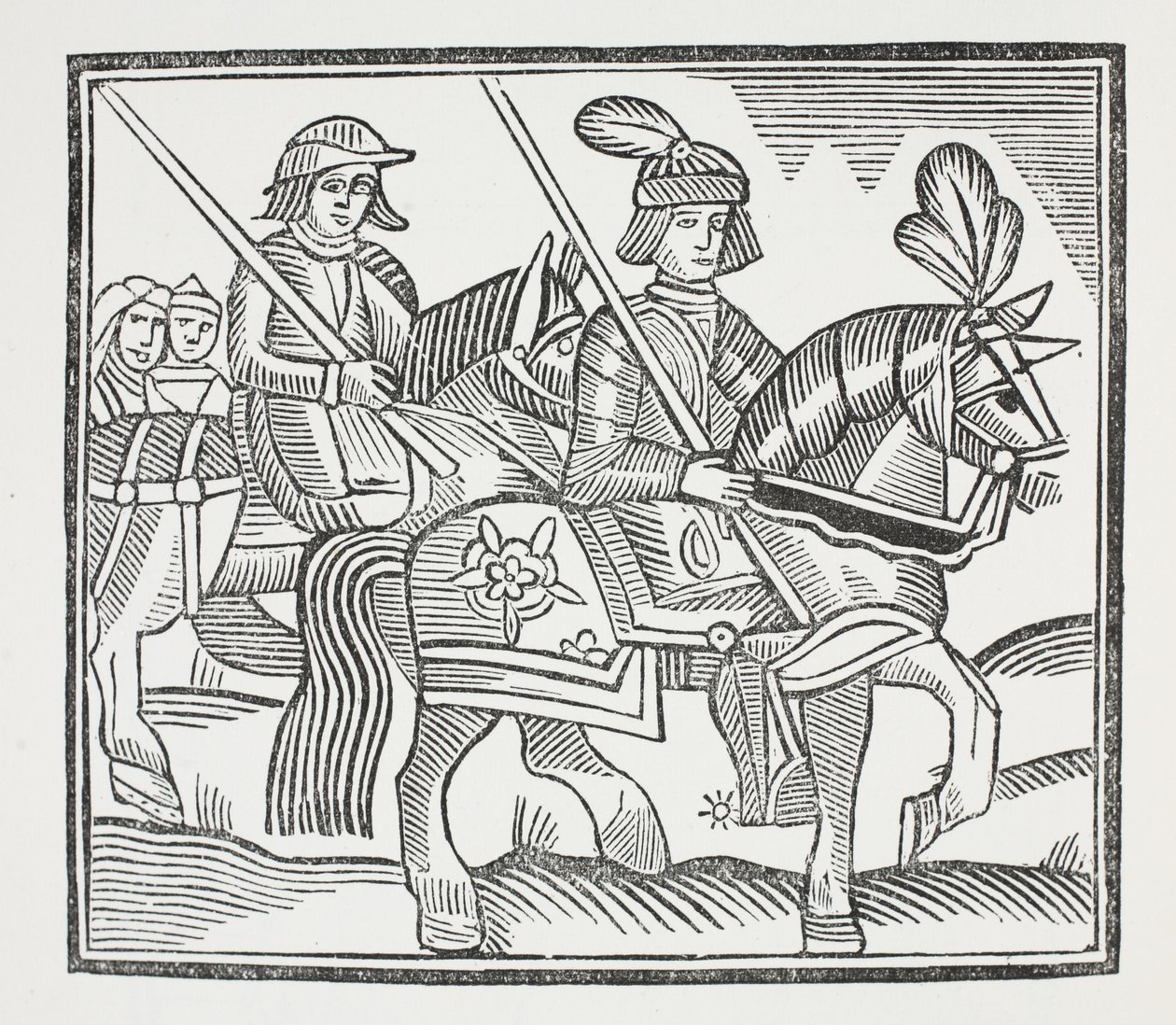 Die Geschichte des Lebens und Todes des edlen Ritters Sir Bevis von Southampton, Illustration aus Chap-books des achtzehnten Jahrhunderts von John Ashton, veröffentlicht 1882 von English School
