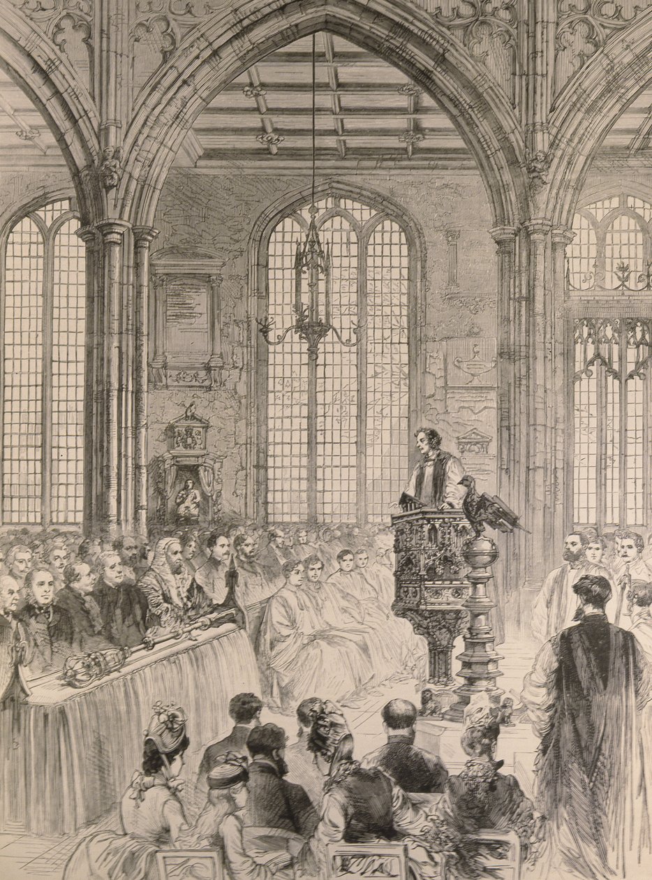 Das House of Commons besucht den Jubiläumsgottesdienst in der St. Margarets Kirche, Westminster, aus The Illustrated London News, 28. Mai 1887 von English School