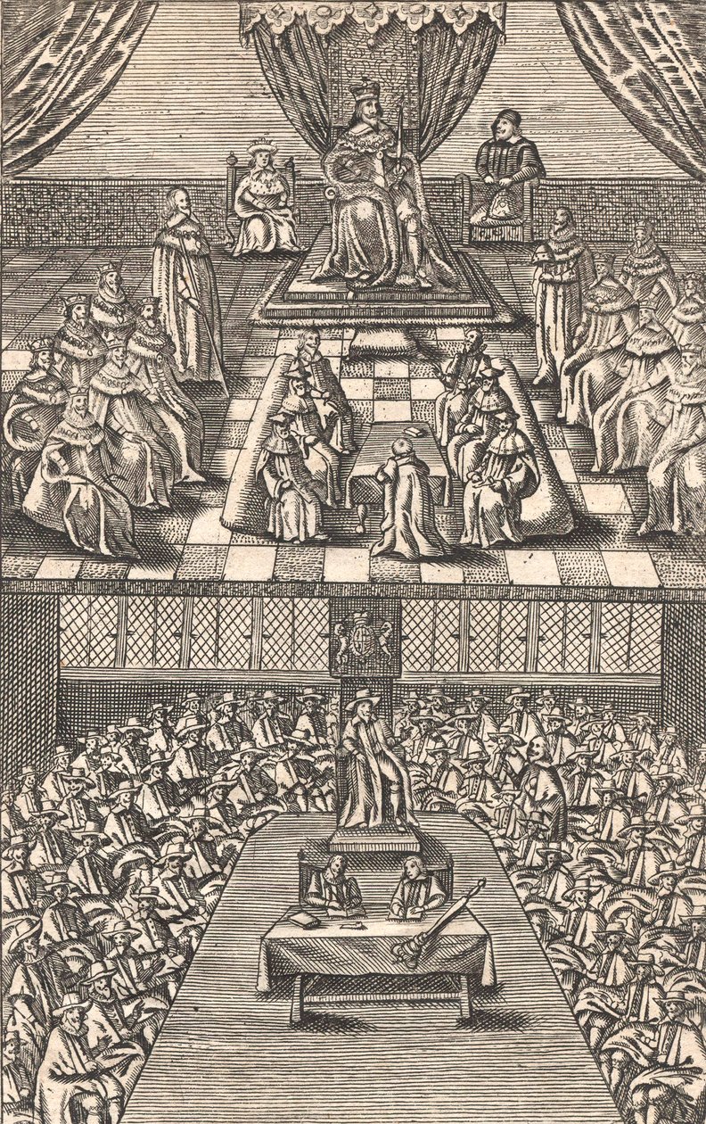 Das House of Lords und das House of Commons unter König Karl I., ca. 1640 von English School