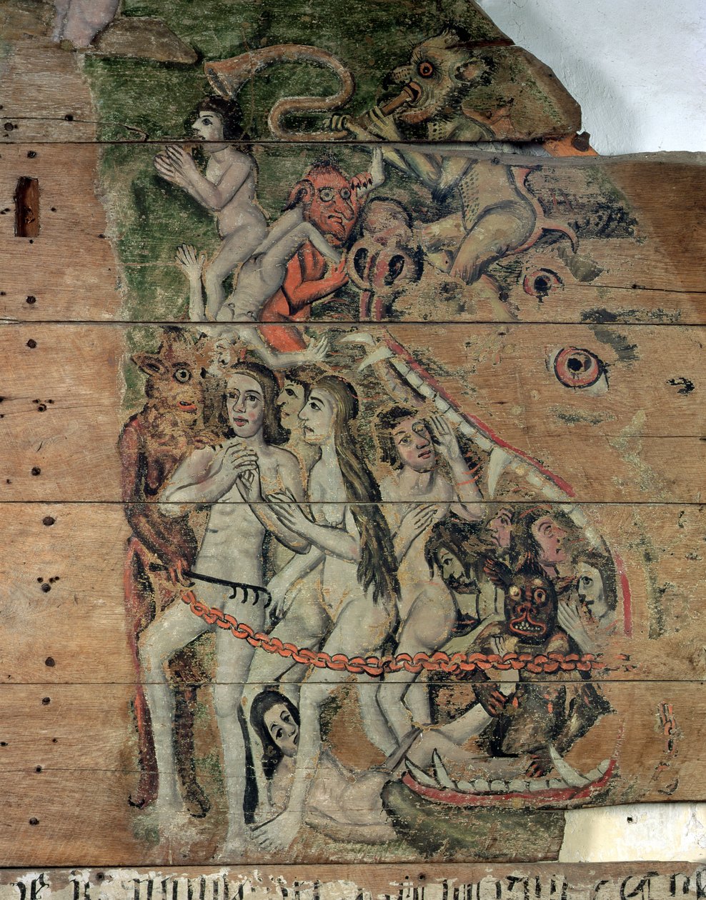 Die letzte Posaune, aus dem Wenhaston Doom, ca. 1500-20 von English School
