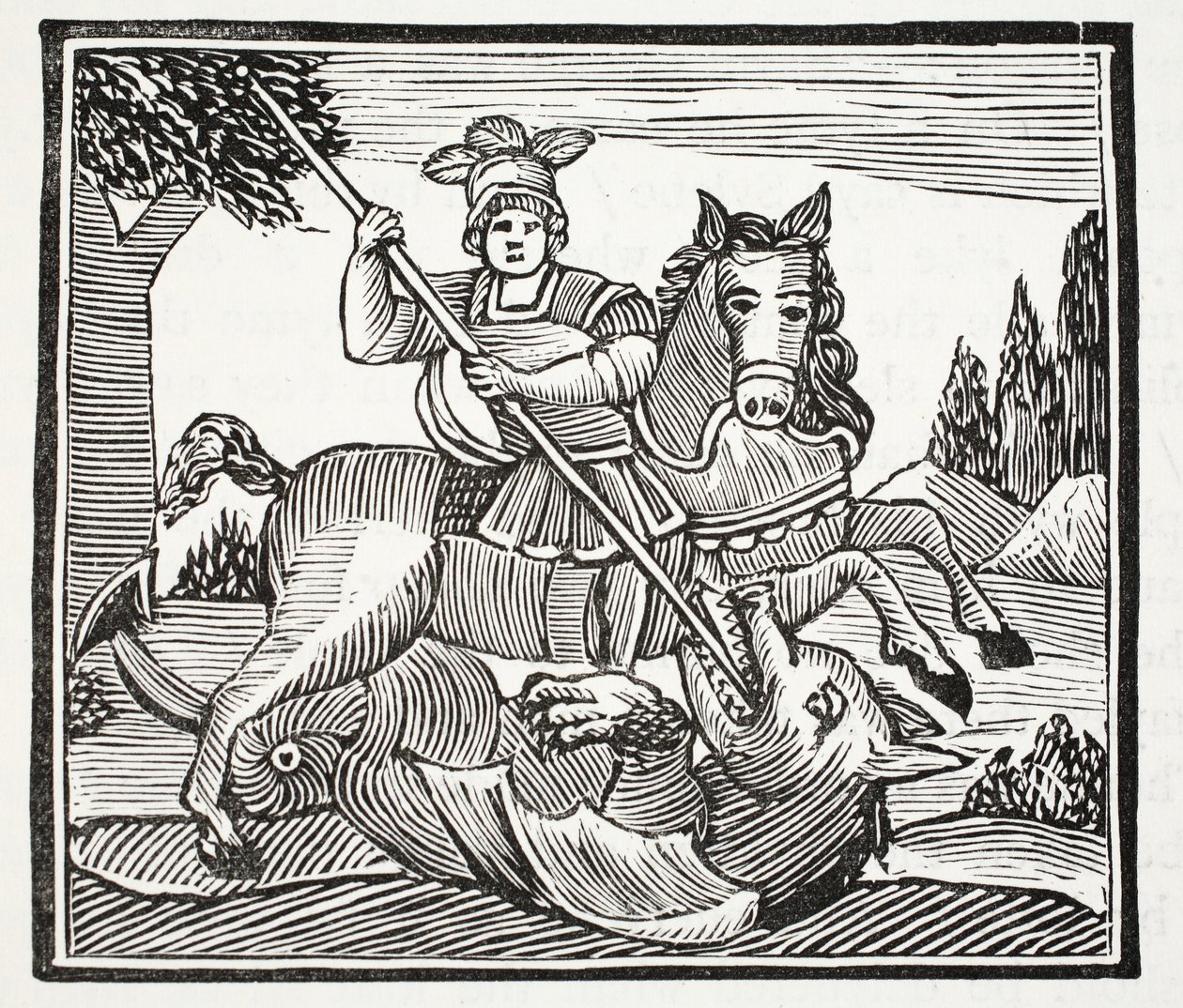 Das Leben und der Tod von St. Georg, dem edlen Champion von England, Illustration aus Chap-books des achtzehnten Jahrhunderts von John Ashton, veröffentlicht 1882 von English School