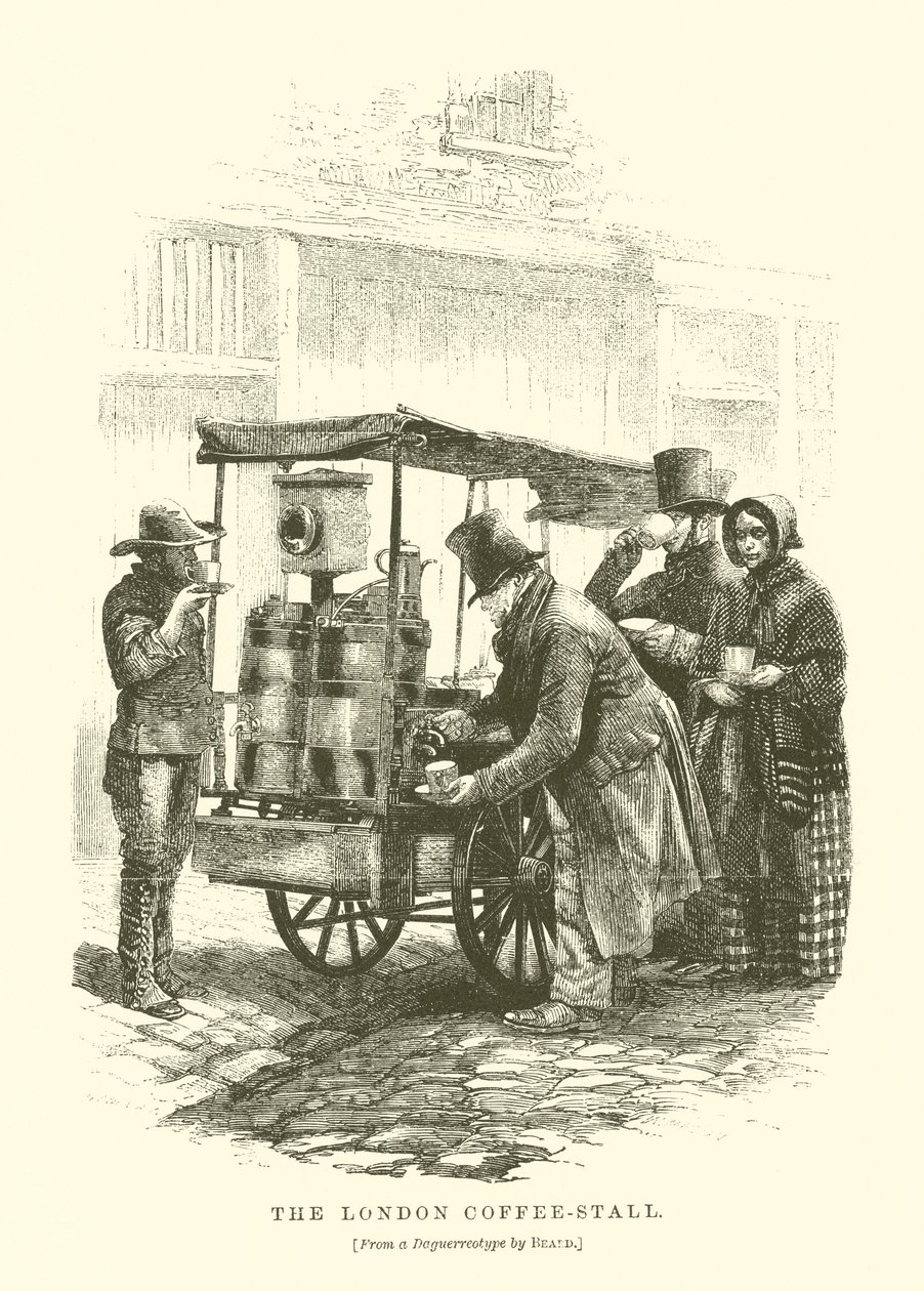 Der Londoner Kaffeestand (Gravur) von English School