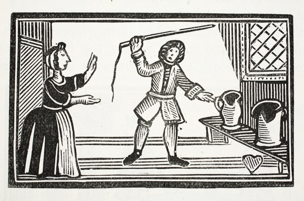 Die verrückten Streiche von Tom Tram, Illustration aus Chap-books des achtzehnten Jahrhunderts von John Ashton, veröffentlicht 1882 von English School