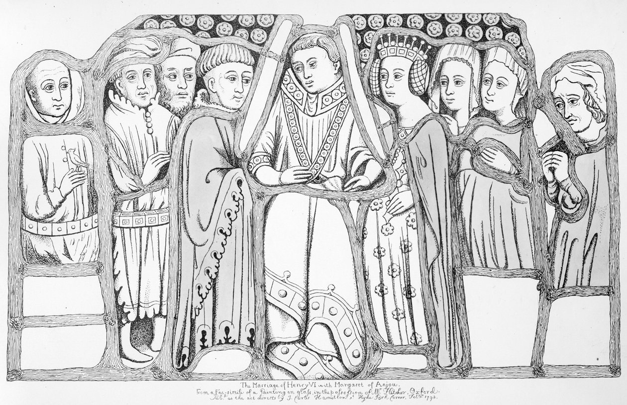 Die Hochzeit von Heinrich VI. und Margarete von Anjou, veröffentlicht von J. Carter Hamilton, 1793 von English School