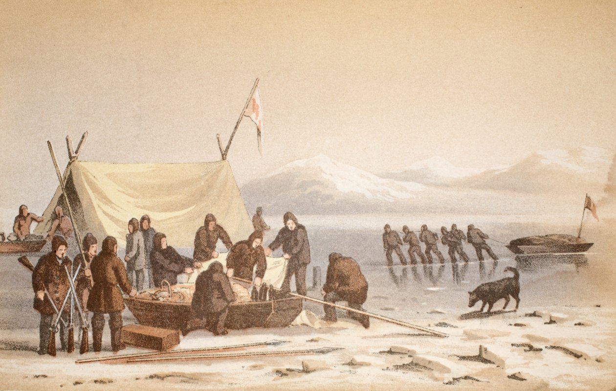 Das Treffen im Wellington Channel, 14. Juni 1851, Illustration aus Voyage to Baffins Bay and Barrow Straits... von English School