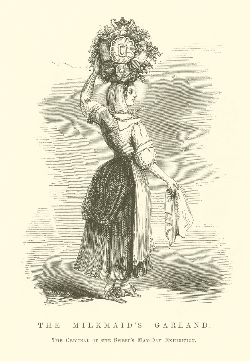 Das Milchmädchen-Girlande (Gravur) von English School