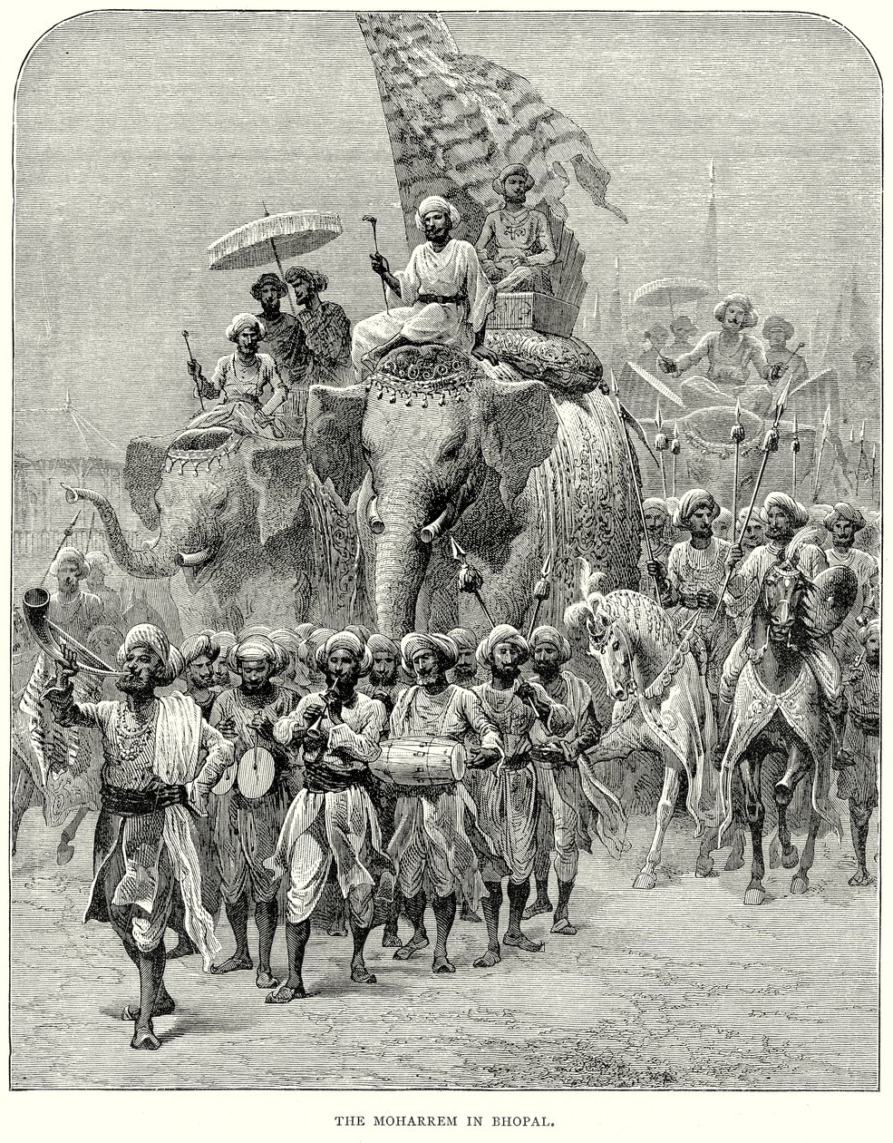 Der Moharrem in Bhopal (Gravur) von English School