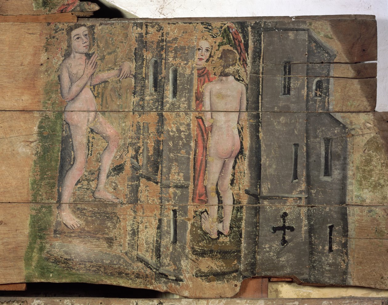 Das enge Tor zum Himmel, aus dem Wenhaston Doom, ca. 1500-20 von English School