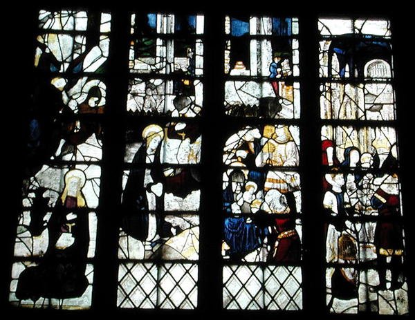 Die Geburt Christi, Anbetung der Heiligen Drei Könige und die Darstellung im Tempel, ca. 1500 (Detail) von English School