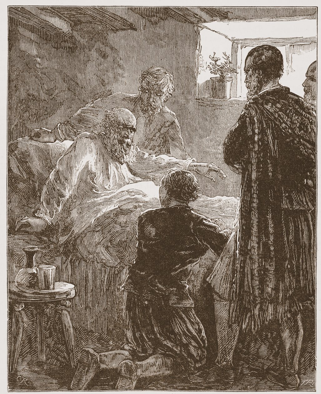 Die letzte Predigt des alten Bundesschließers, Illustration aus The History of Protestantism von James Aitken Wylie, veröffentlicht 1878 von English School