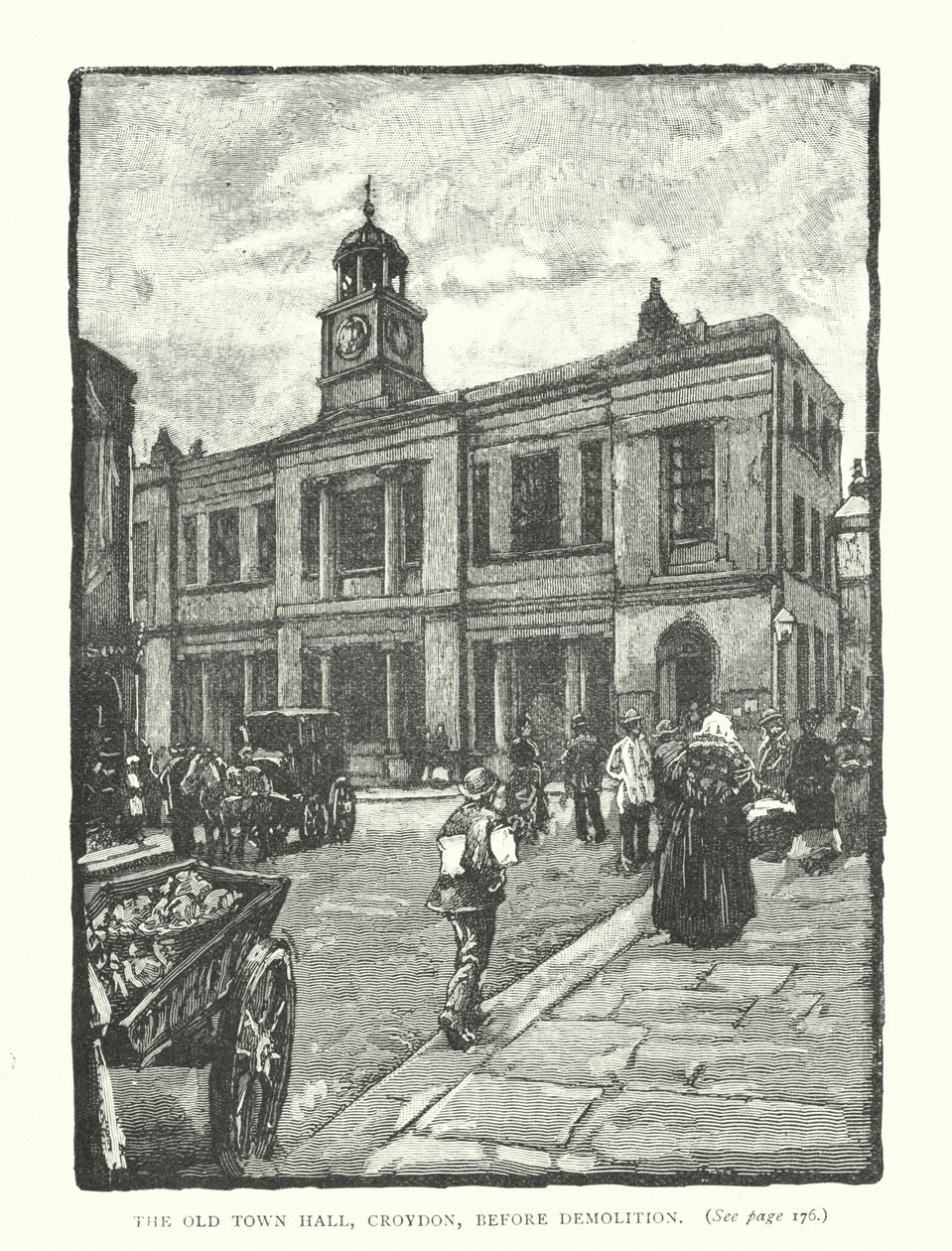 Das alte Rathaus, Croydon, vor dem Abriss (Gravur) von English School