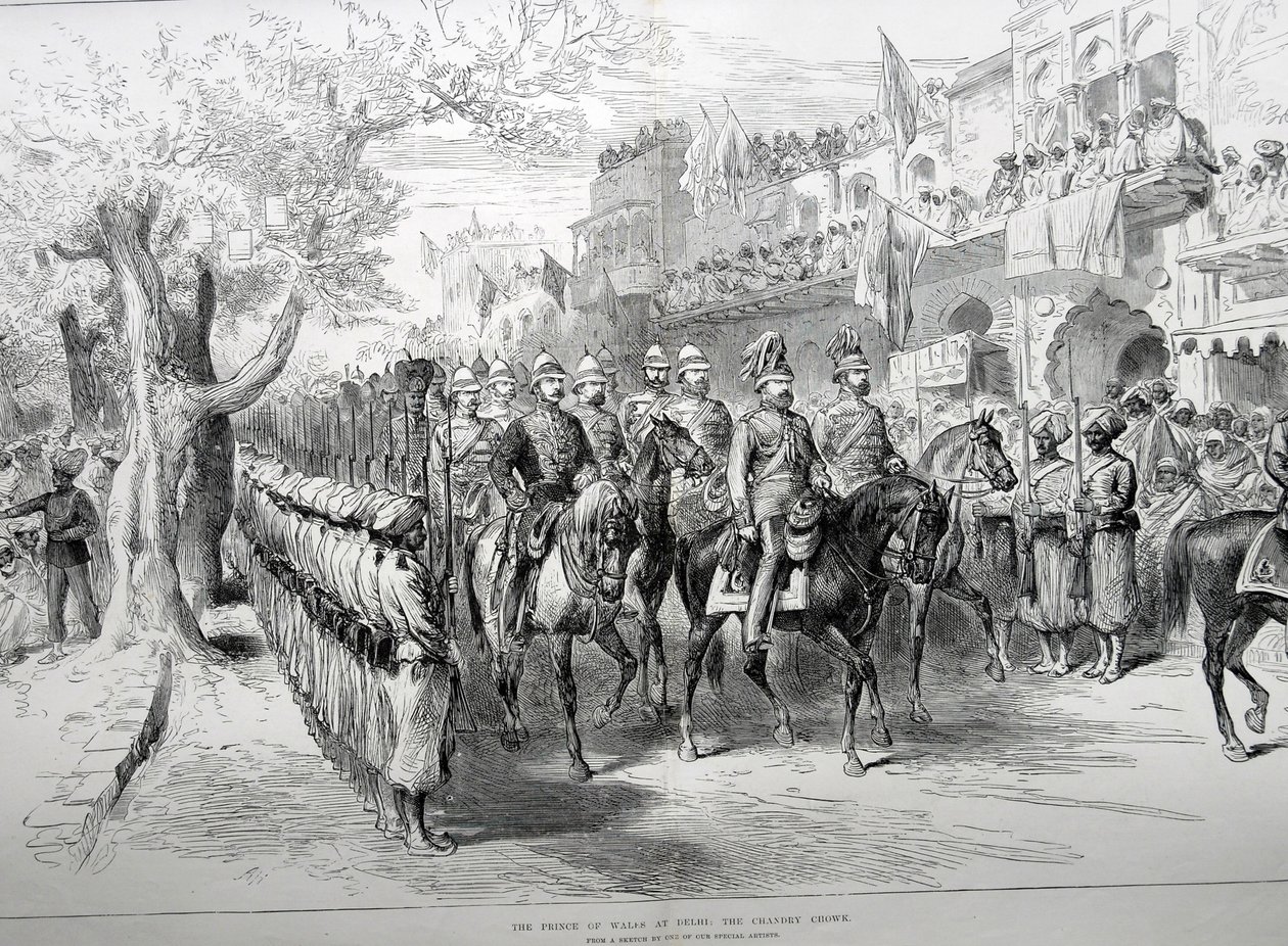Der Prinz von Wales in Delhi: der Chandry Chowk von English School