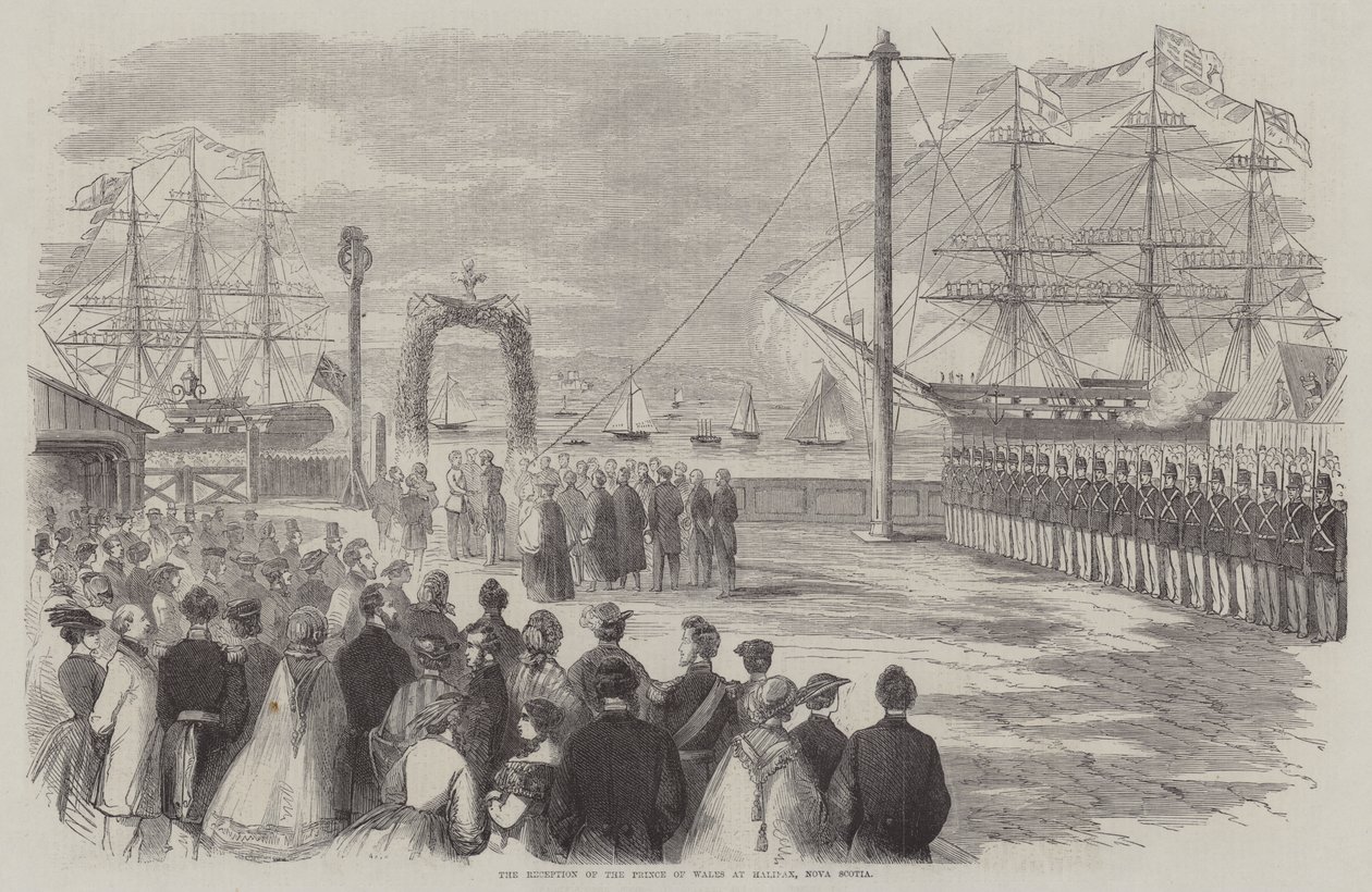 Der Empfang des Prinzen von Wales in Halifax, Nova Scotia (Gravur) von English School