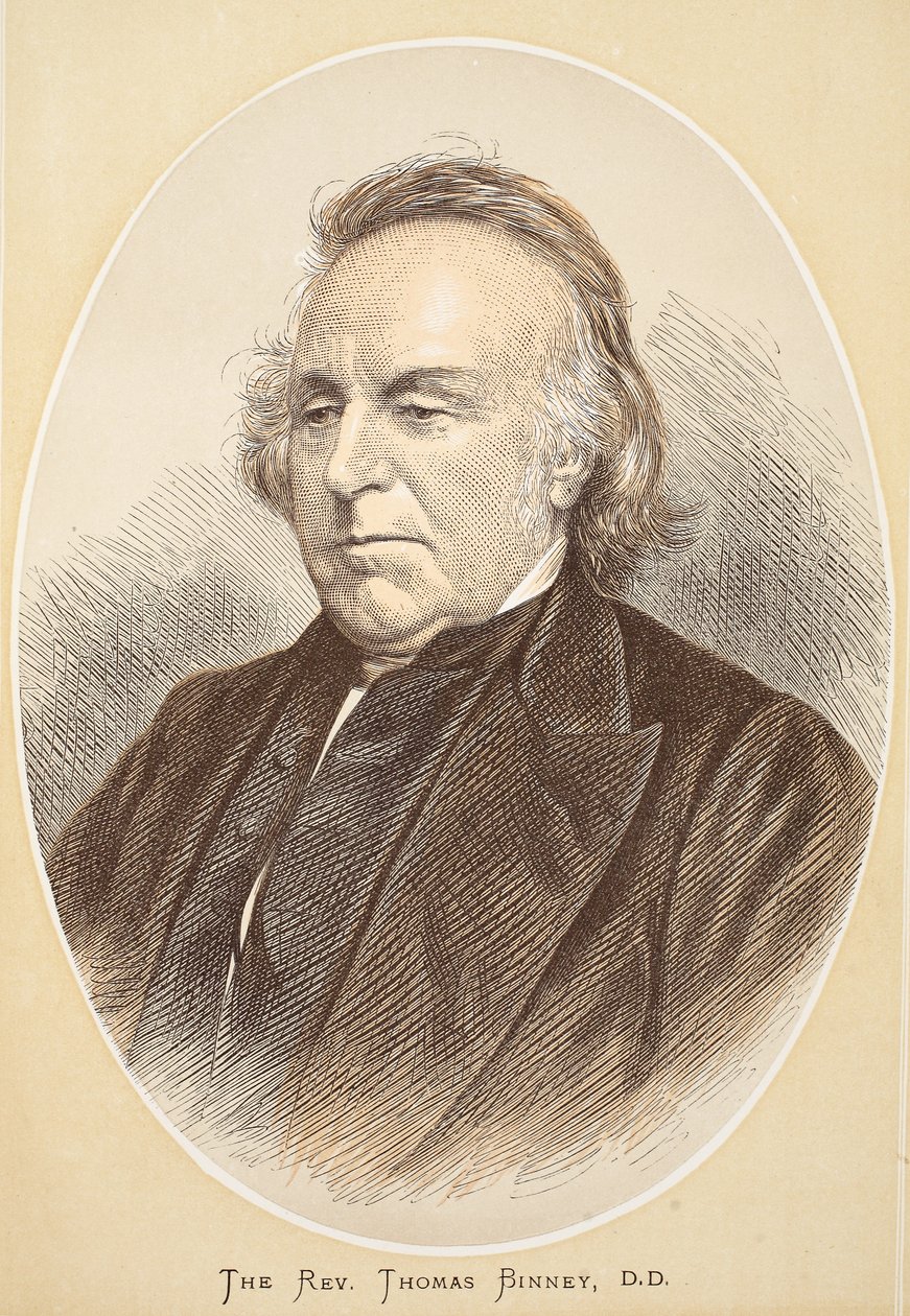 Der Rev. Thomas Binney, D.D., Illustration aus der Bildausgabe des Lebens und der Entdeckungen von David Livingstone von J. Ewing Richie, veröffentlicht von A. Fullarton & Co., 1876 von English School