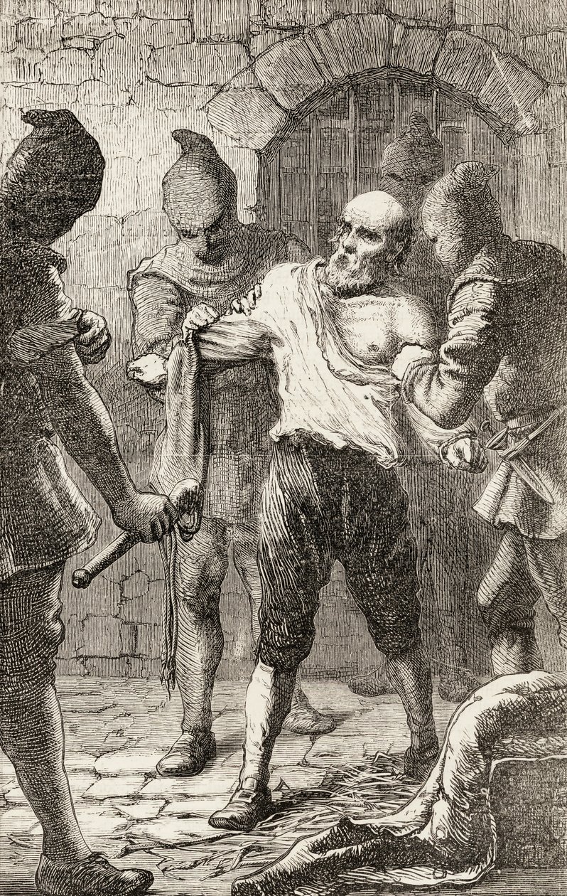 Die Geißelung von George Penn während der Spanischen Inquisition, um 1865 von English School