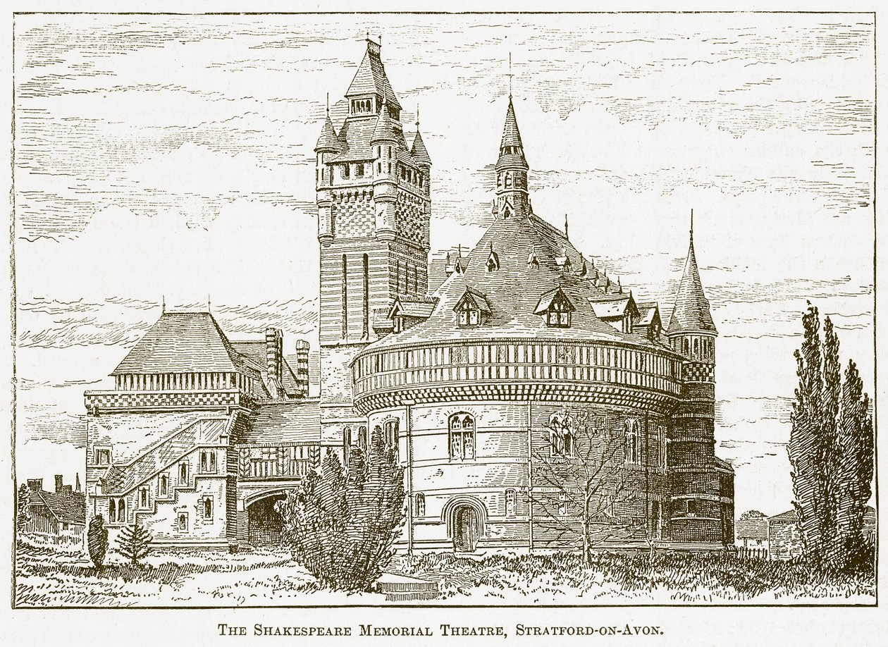 Das Shakespeare Memorial Theatre, Stratford-on-Avon (Gravur) von English School