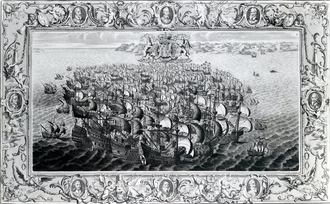 Die Spanische Armada, veröffentlicht von John Pine, 1739 von English School