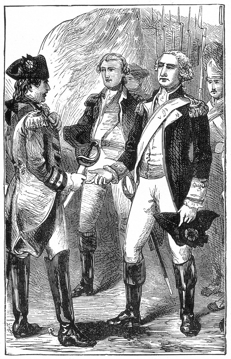 Die Kapitulation von Cornwallis, aus Die Geschichte Frankreichs, von Emile de Bonnechose, veröffentlicht von Ward, Lock und Co, London von English School