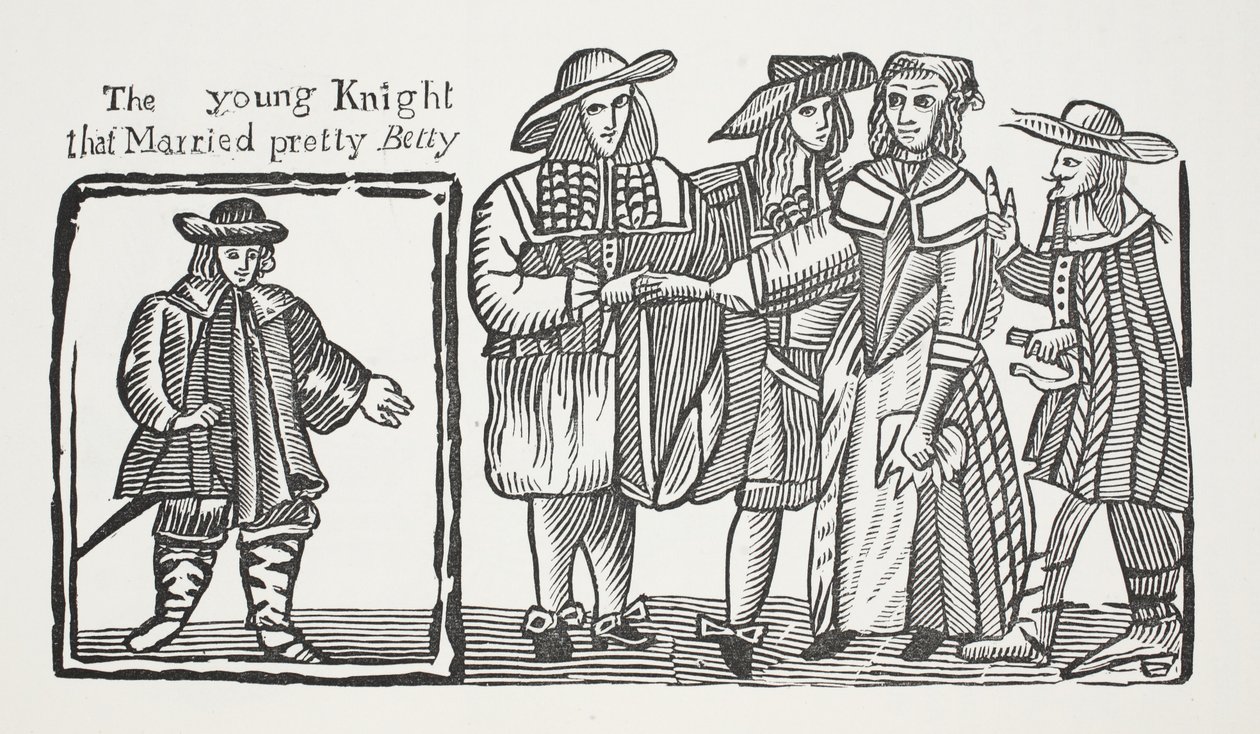 Der junge Ritter, der die hübsche Betty heiratete, Illustration aus Chap-books des achtzehnten Jahrhunderts von John Ashton, veröffentlicht 1882 von English School
