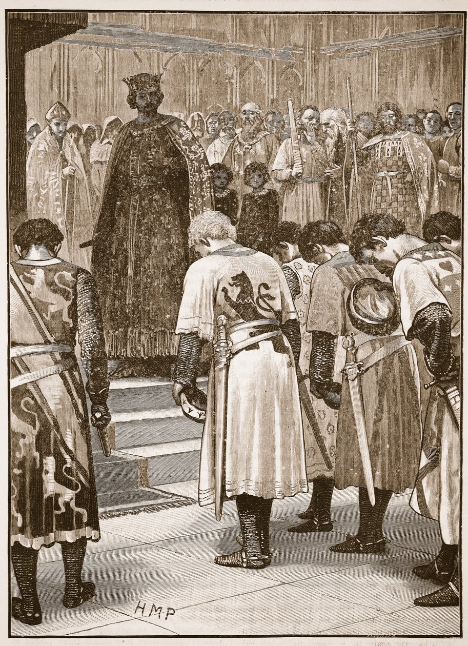 Die Barone legen Heinrich ihre Forderungen vor, Illustration aus Cassells Illustrierter Geschichte Englands von English School