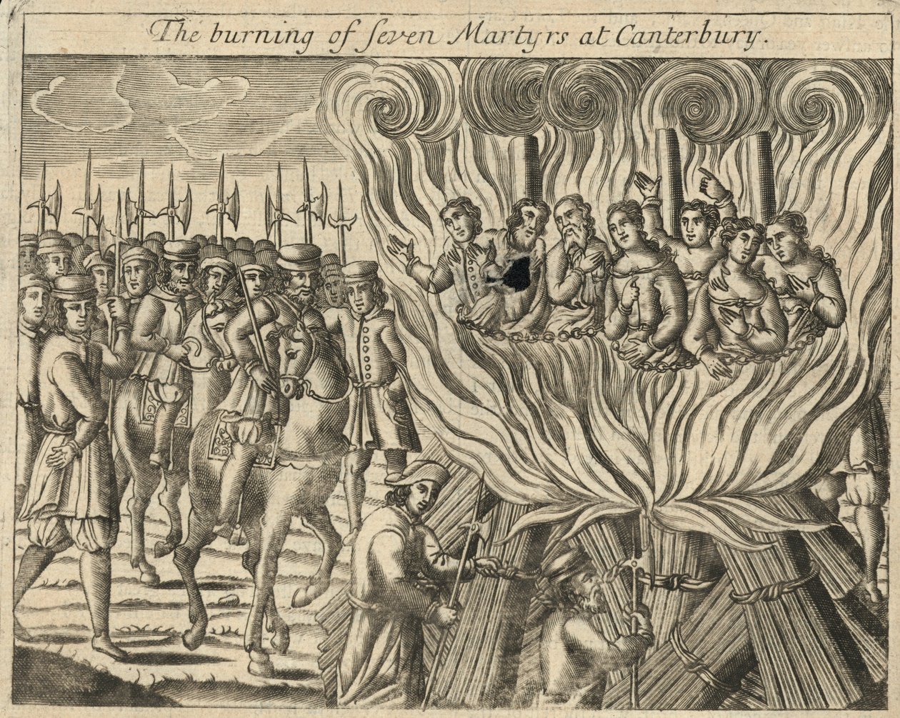 Die Verbrennung von sieben Märtyrern in Canterbury von English School