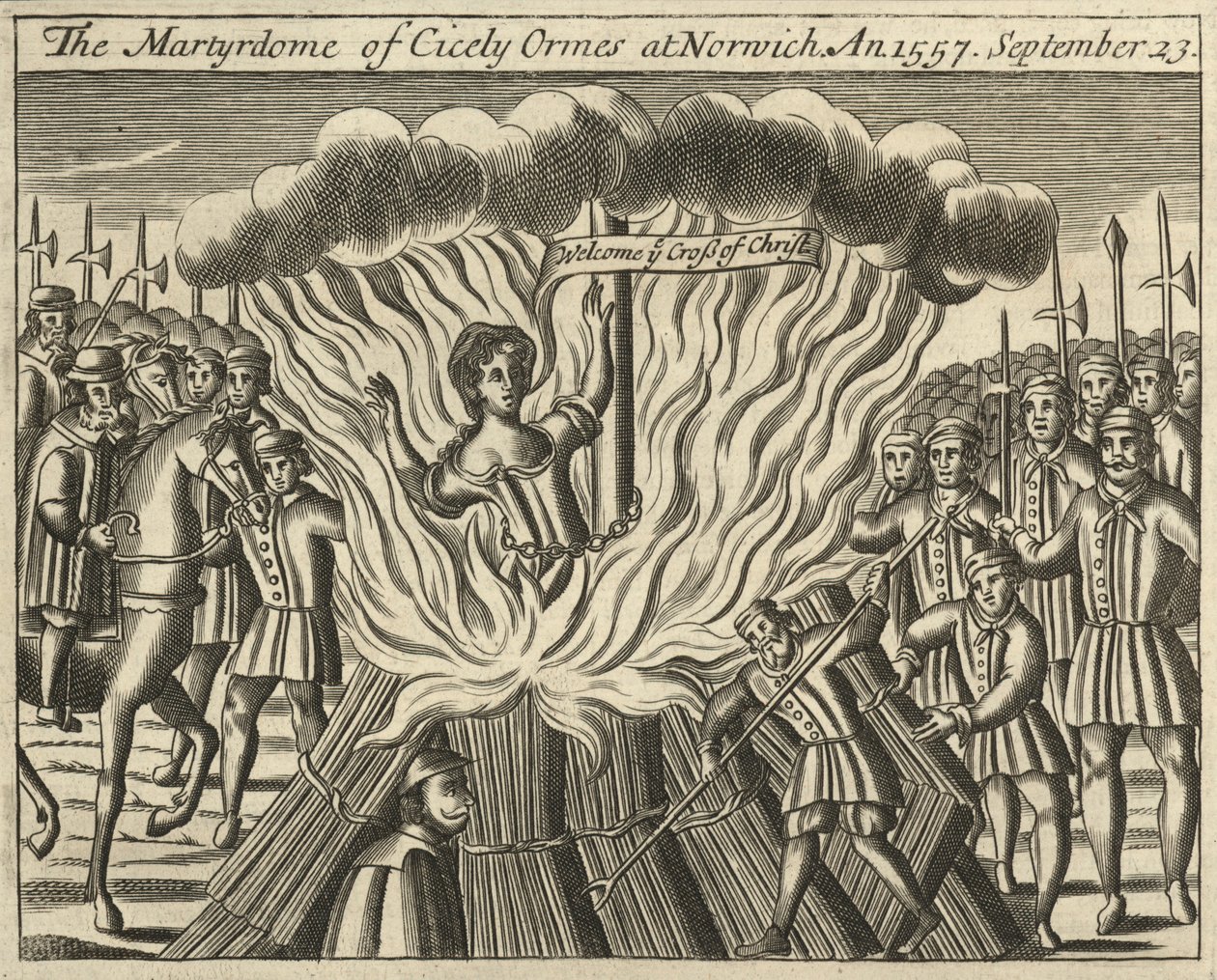 Das Martyrium von Cicely Ormes in Norwich, 23. September 1557 von English School