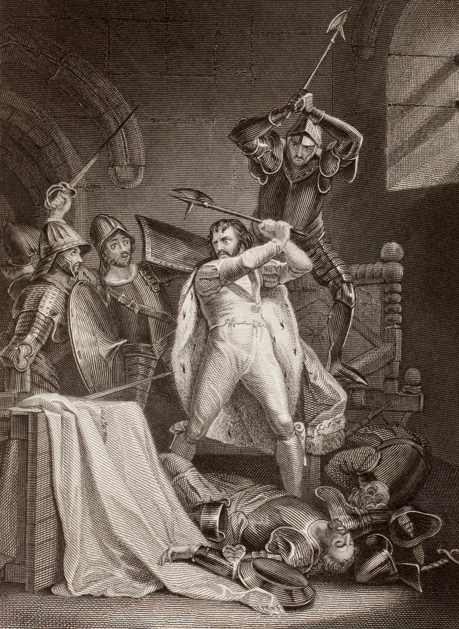 Der Mord an Richard II. von England in Pontefract Castle im Jahr 1400 von English School