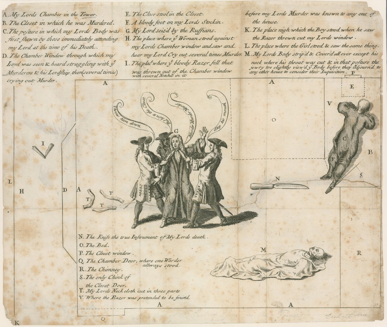 Der Mord an dem Earl of Essex im Tower of London im Jahr 1683 von English School