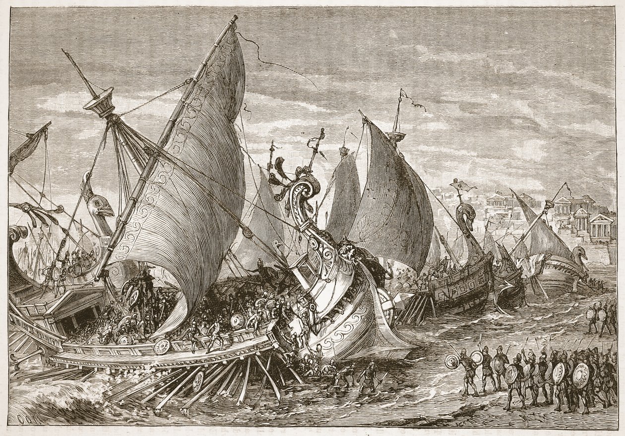 Die Seeschlacht im Hafen von Syrakus von English School