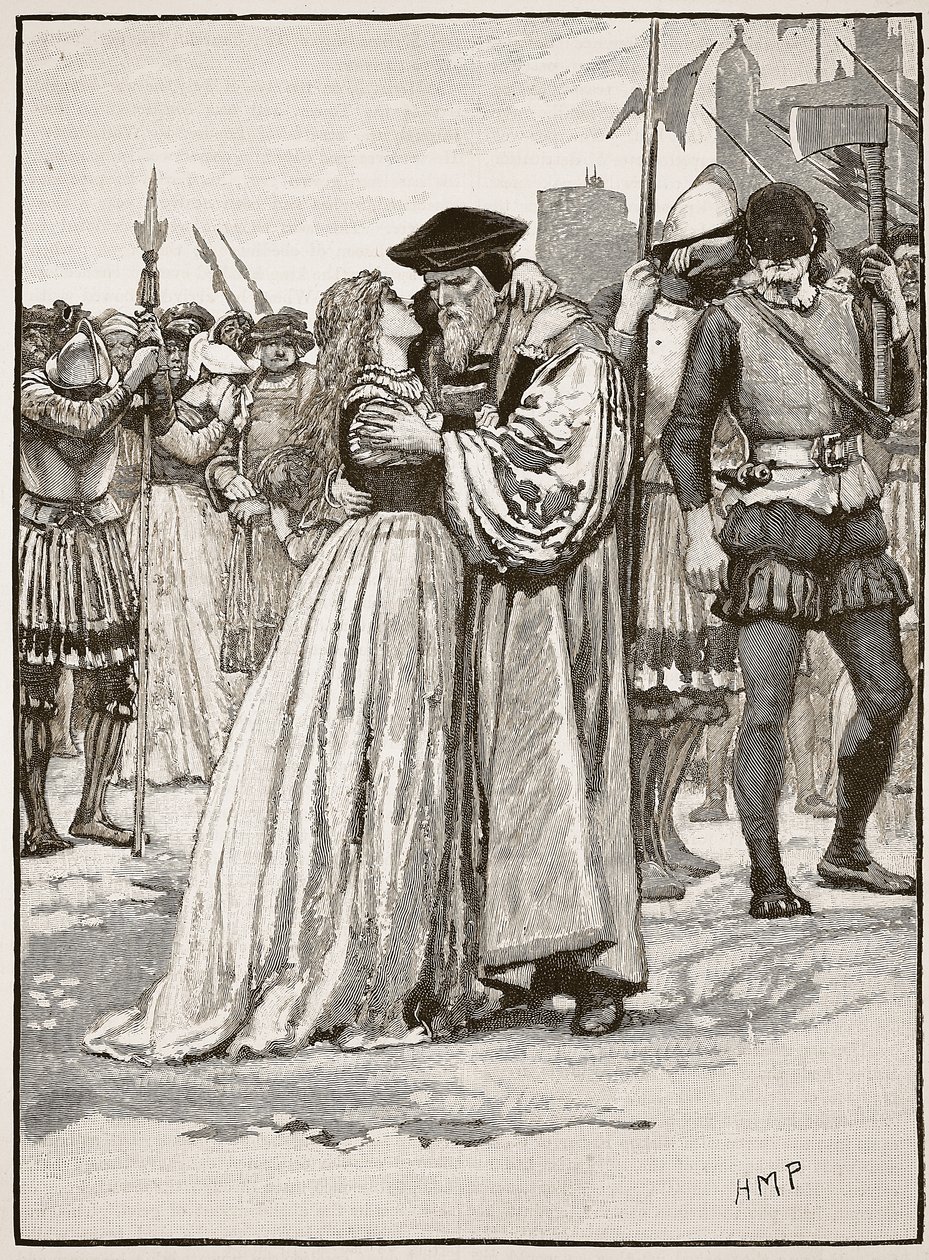 Der Abschied von Sir Thomas More und seiner Tochter, Illustration aus Cassells Illustrierter Geschichte Englands von English School