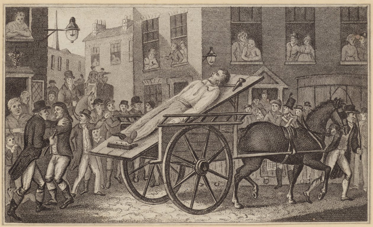 Die öffentliche Hinrichtung des Körpers von Williams (Gravur) von English School