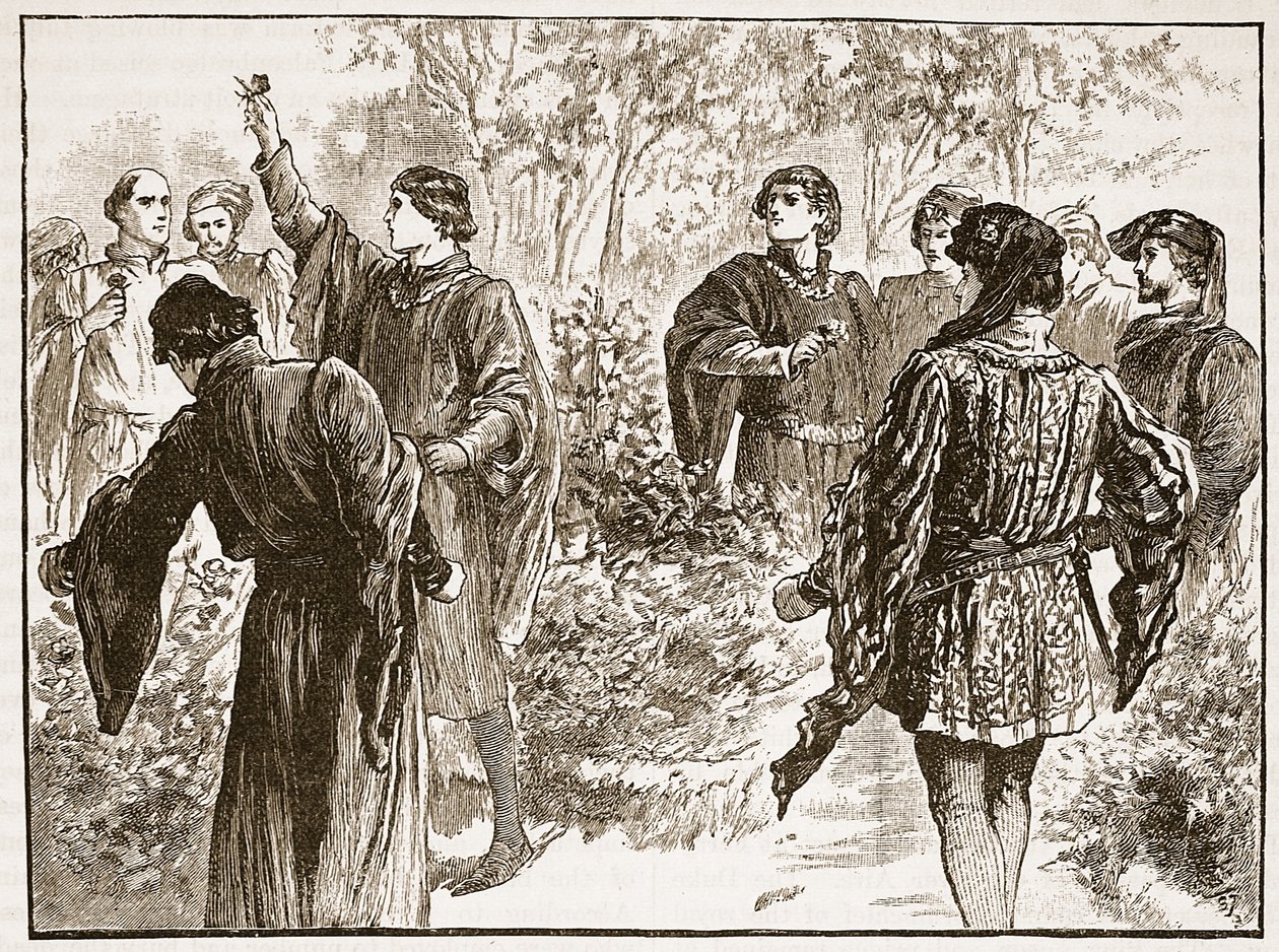 Der Streit in den Temple Gardens, Illustration aus Cassells Illustrierter Geschichte Englands von English School