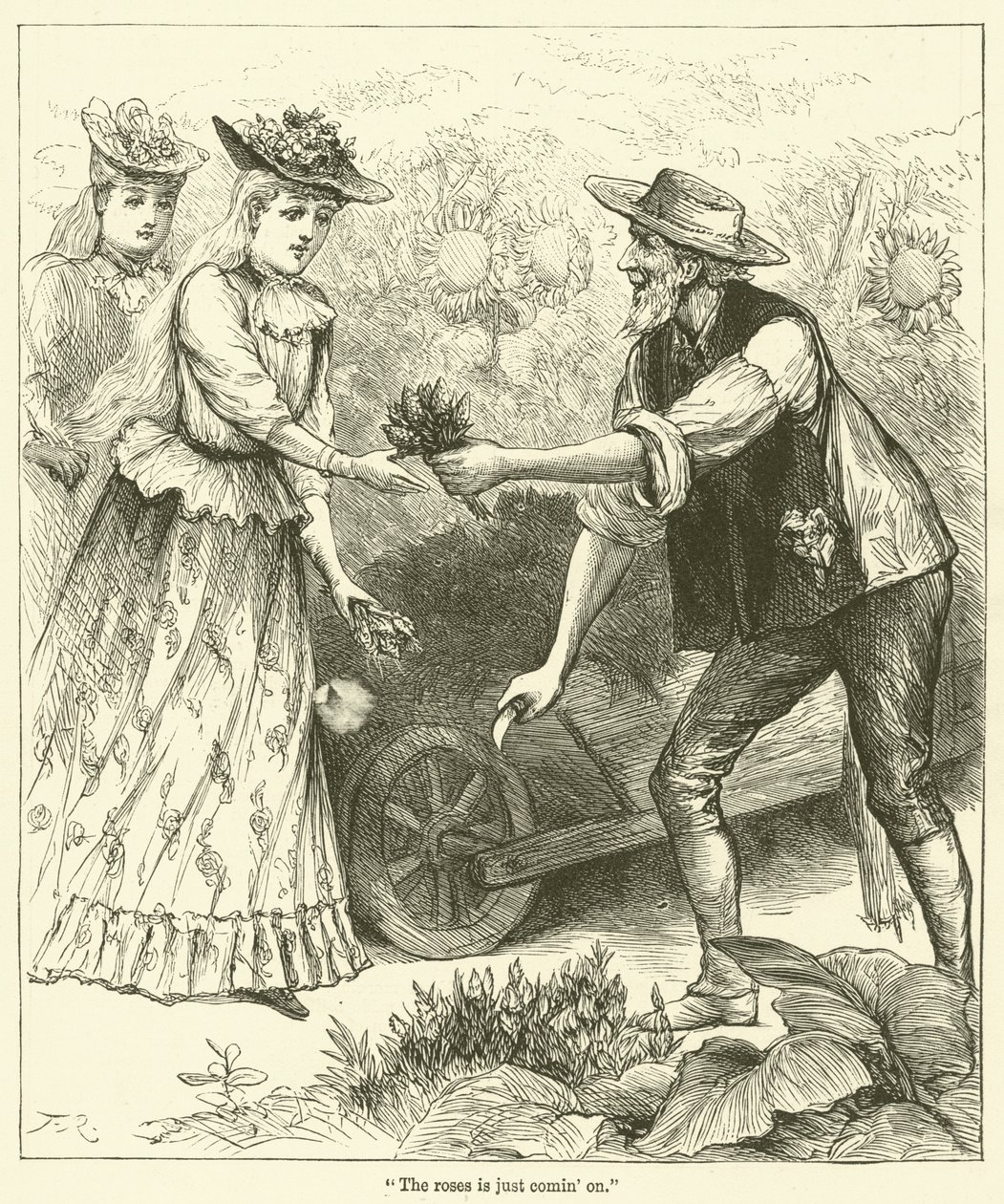 "Die Rosen kommen gerade" (Gravur) von English School