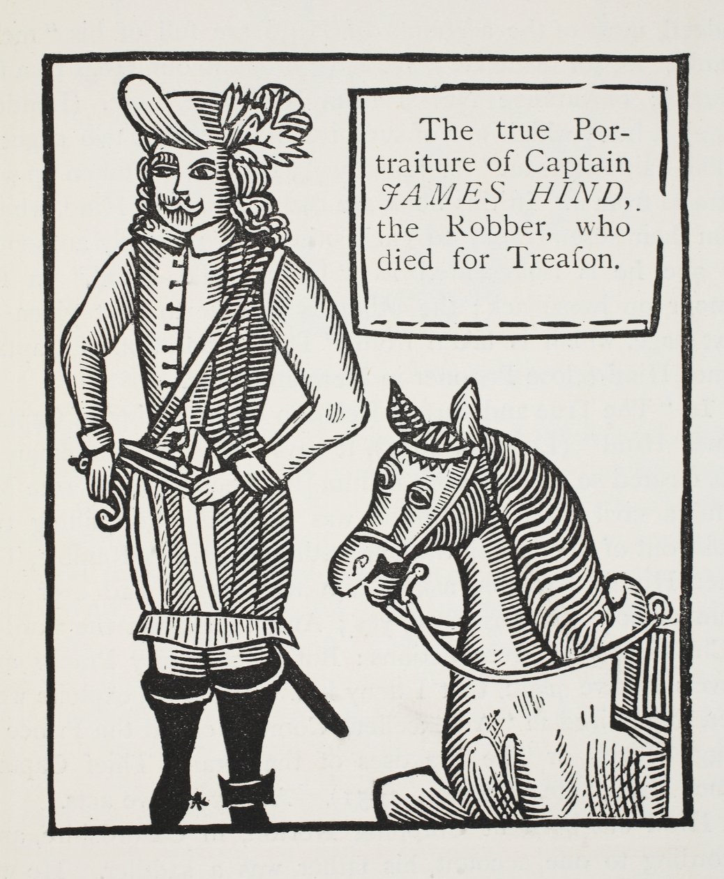 Das wahre Porträt von Captain James Hind, dem Räuber, der wegen Verrats starb, Illustration aus Chap-books des achtzehnten Jahrhunderts von John Ashton, veröffentlicht 1882 von English School