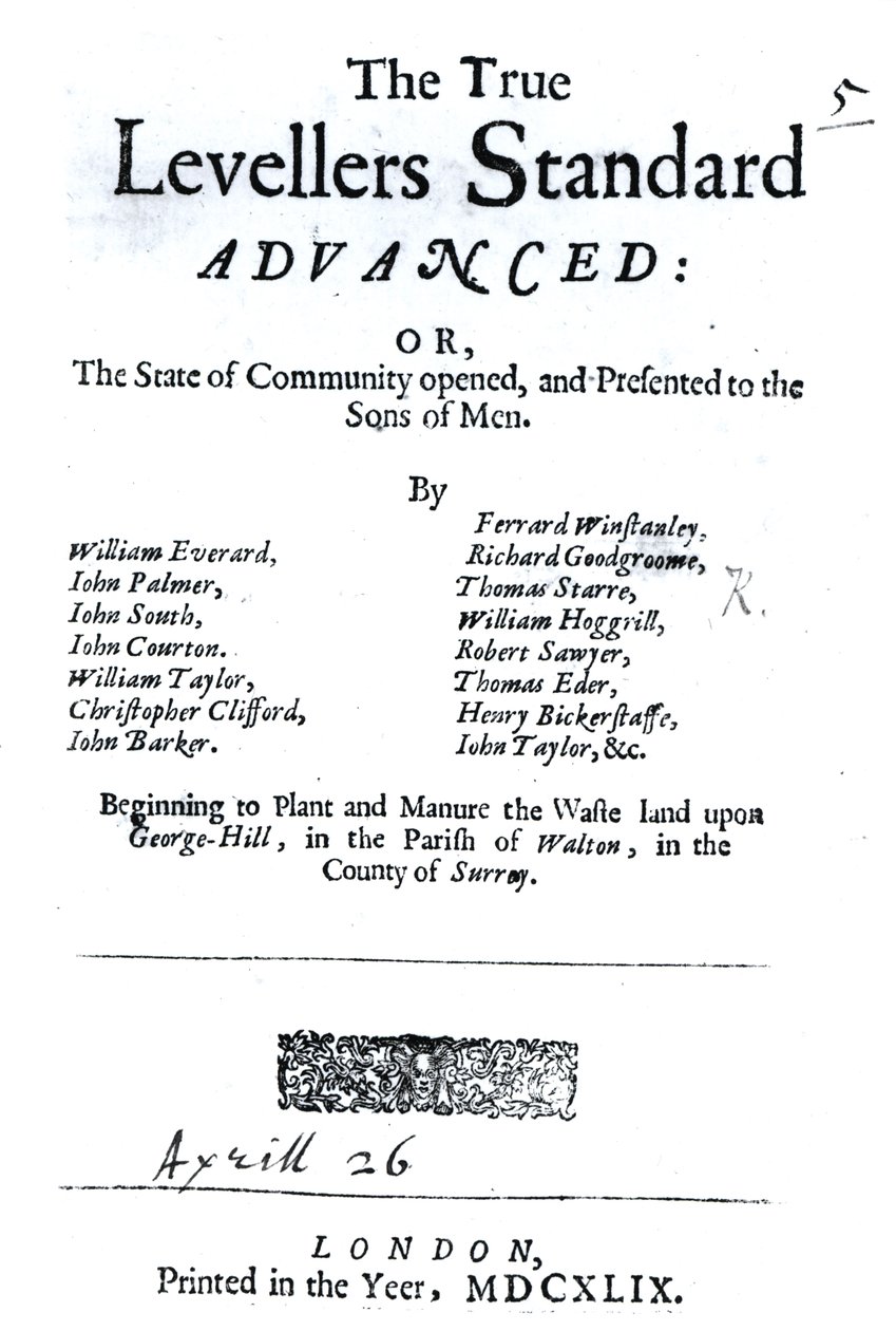 Titelseite von The True Levellers Standard, veröffentlicht am 26. April 1649 von English School