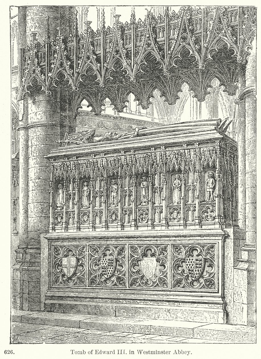Grab von Edward III in der Westminster Abbey (Gravur) von English School