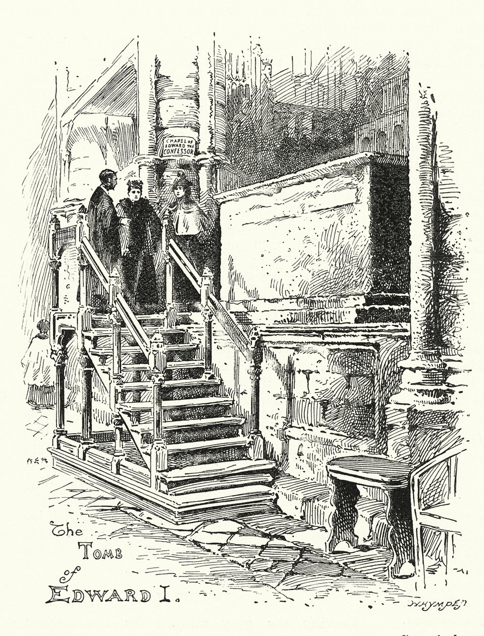 Grab von König Edward I., Westminster Abbey (Gravur) von English School