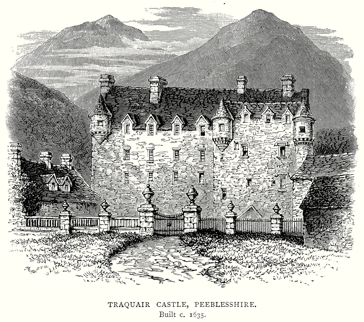 Traquair Castle, Peeblesshire (Gravur) von English School