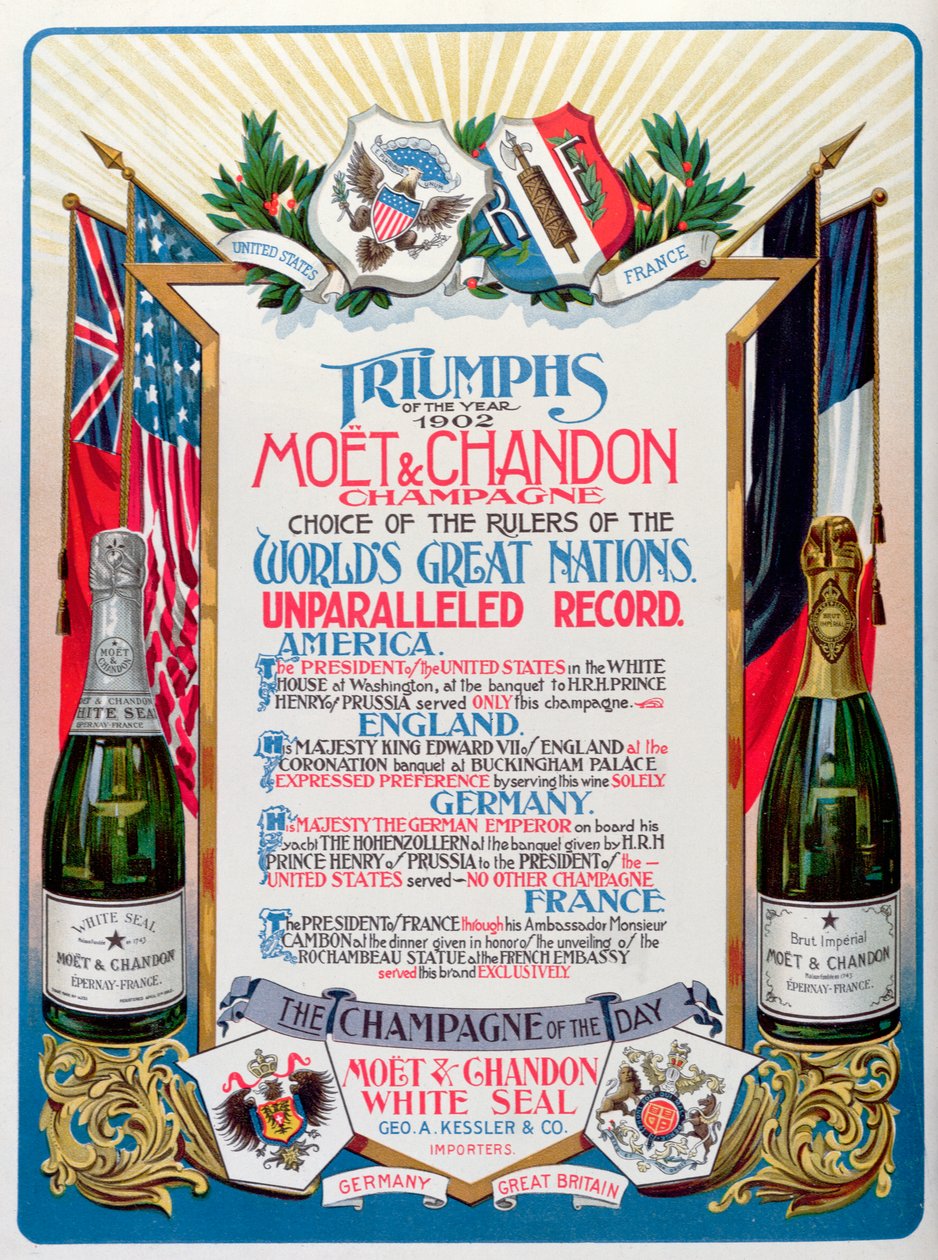 Triumphs of the Year 1902, Moet & Chandon Champagner, Wahl der Herrscher der großen Nationen der Welt, Werbung in 