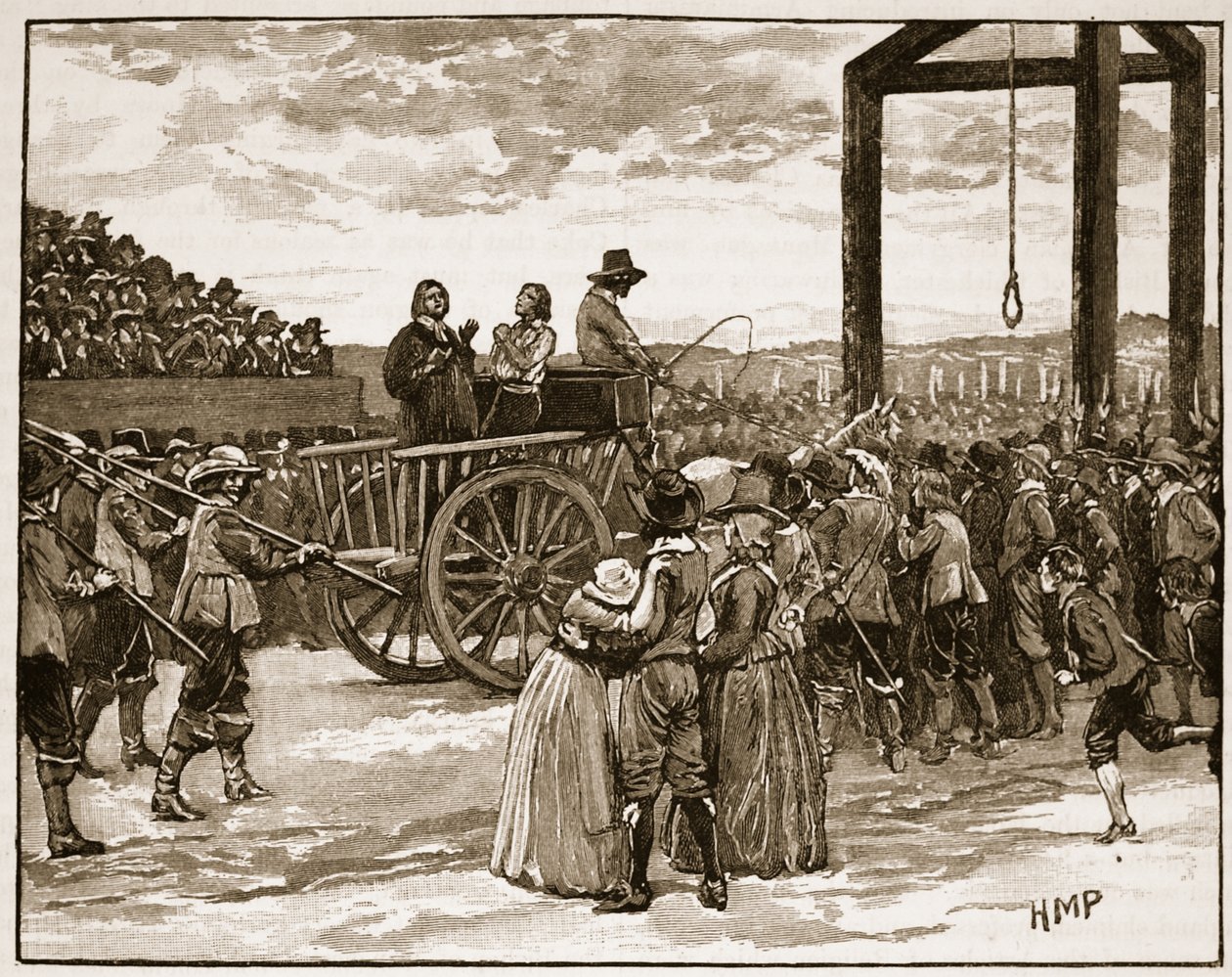 Tyburn zur Zeit von Charles I., Illustration aus Cassells Illustrierter Geschichte Englands von English School