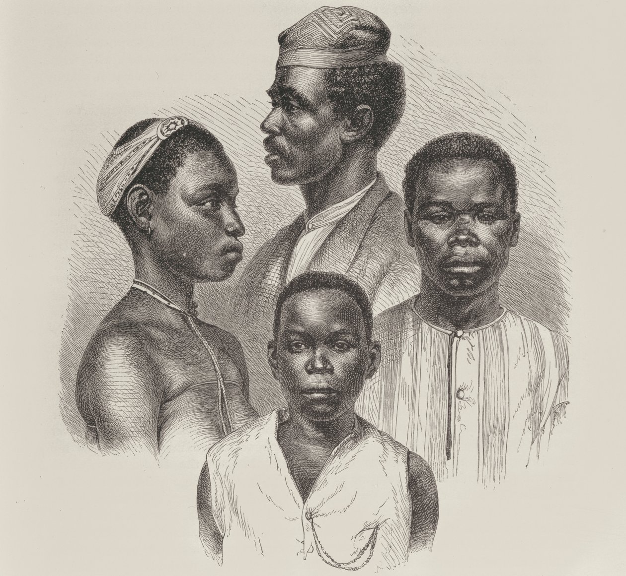 Typen von der Loango-Küste, aus Die Geschichte der Menschheit, Bd.III, von Prof. Friedrich Ratzel, 1898 von English School