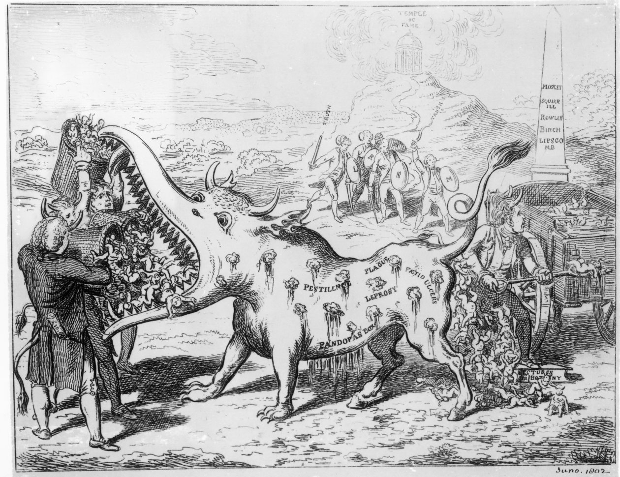 Impfung, veröffentlicht von J.L. Stuart, 1802 von English School