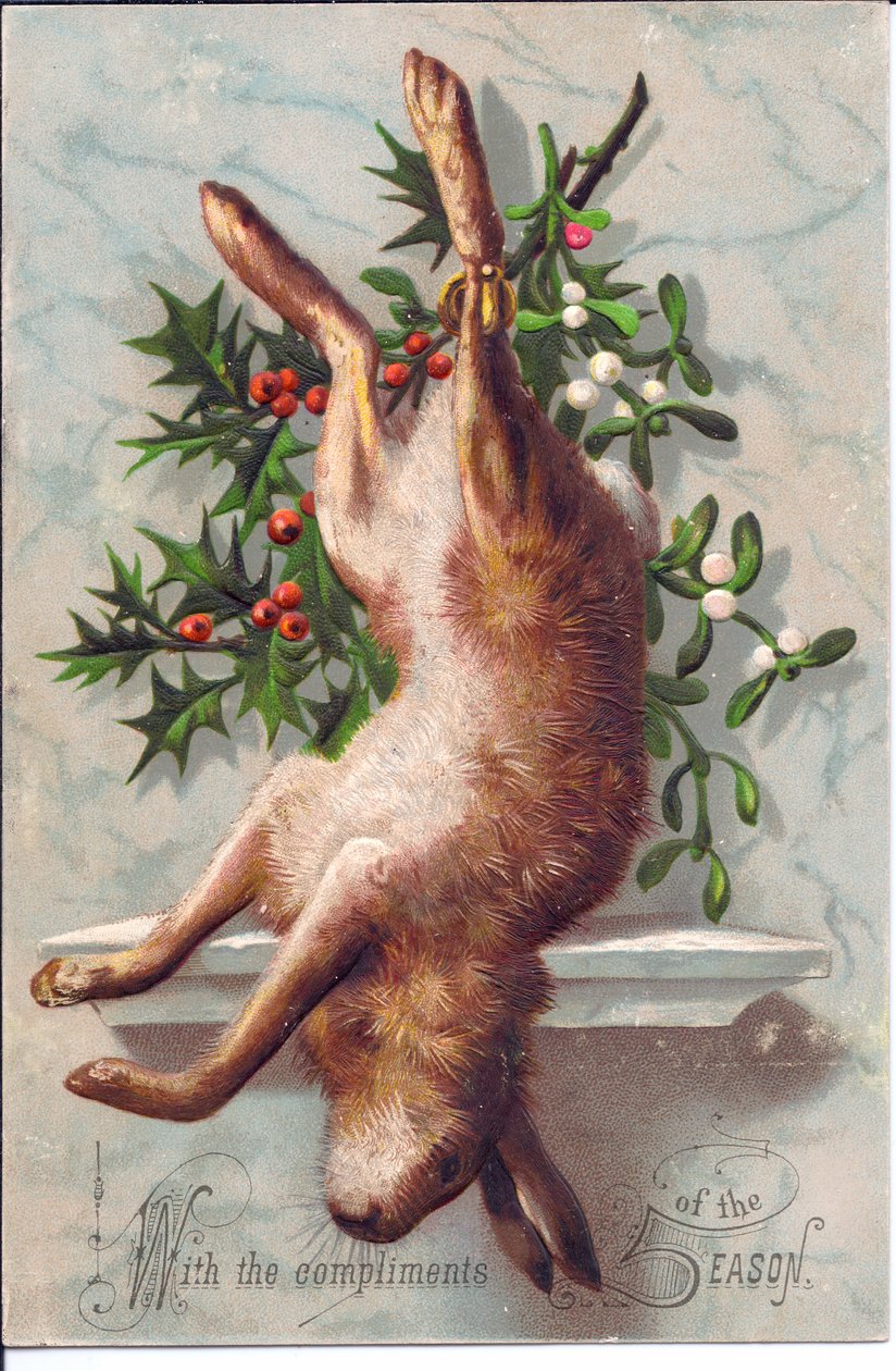 Viktorianische Grußkarte eines toten Hasen, ca. 1880 von English School