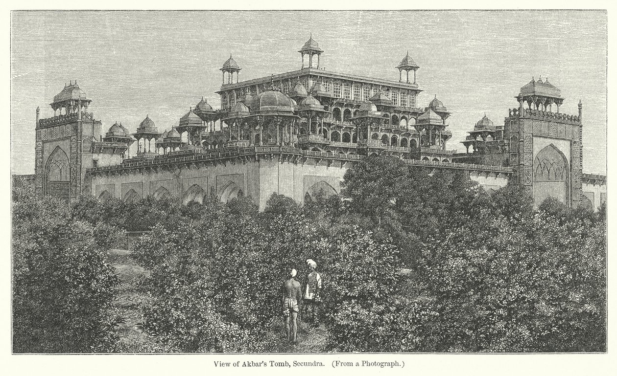 Ansicht von Akbars Grab, Secundra (Gravur) von English School