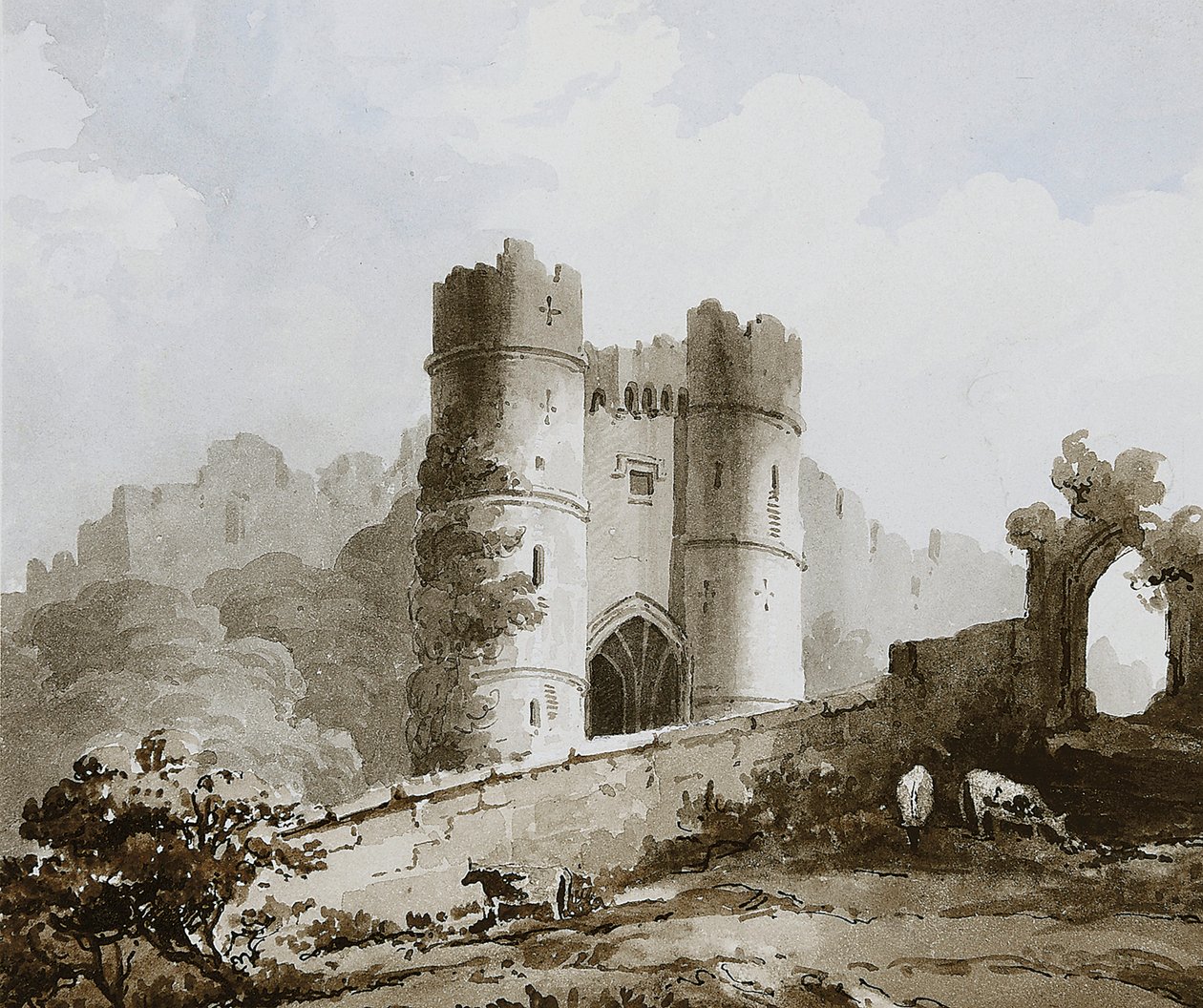 Ansicht des Tors von Carisbrooke Castle, Isle of Wight von English School