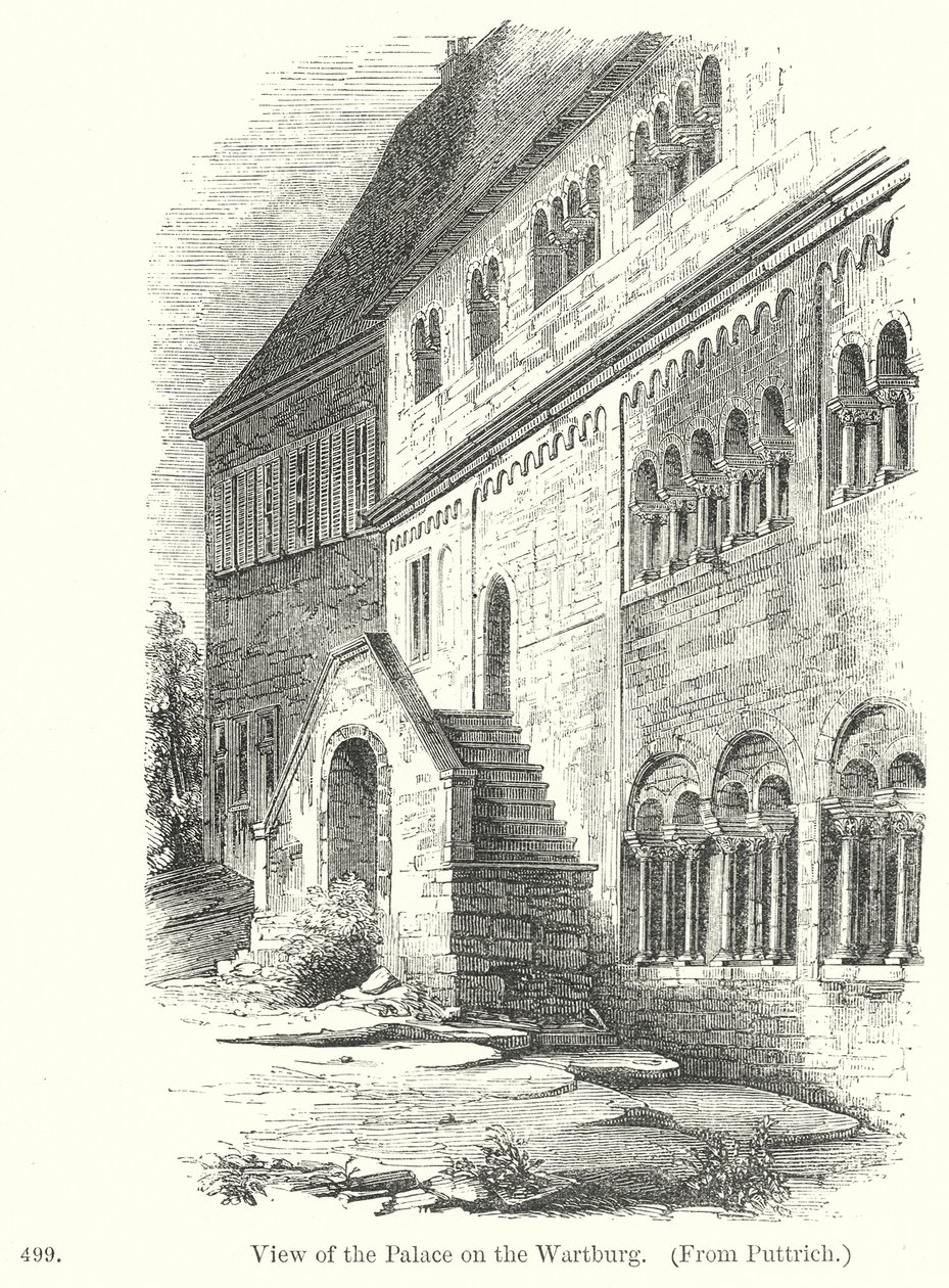 Ansicht des Palastes auf der Wartburg (Gravur) von English School