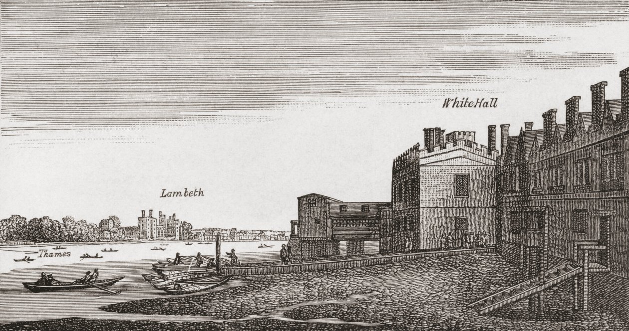 Whitehall, London, wie es im 18. Jahrhundert war, aus 