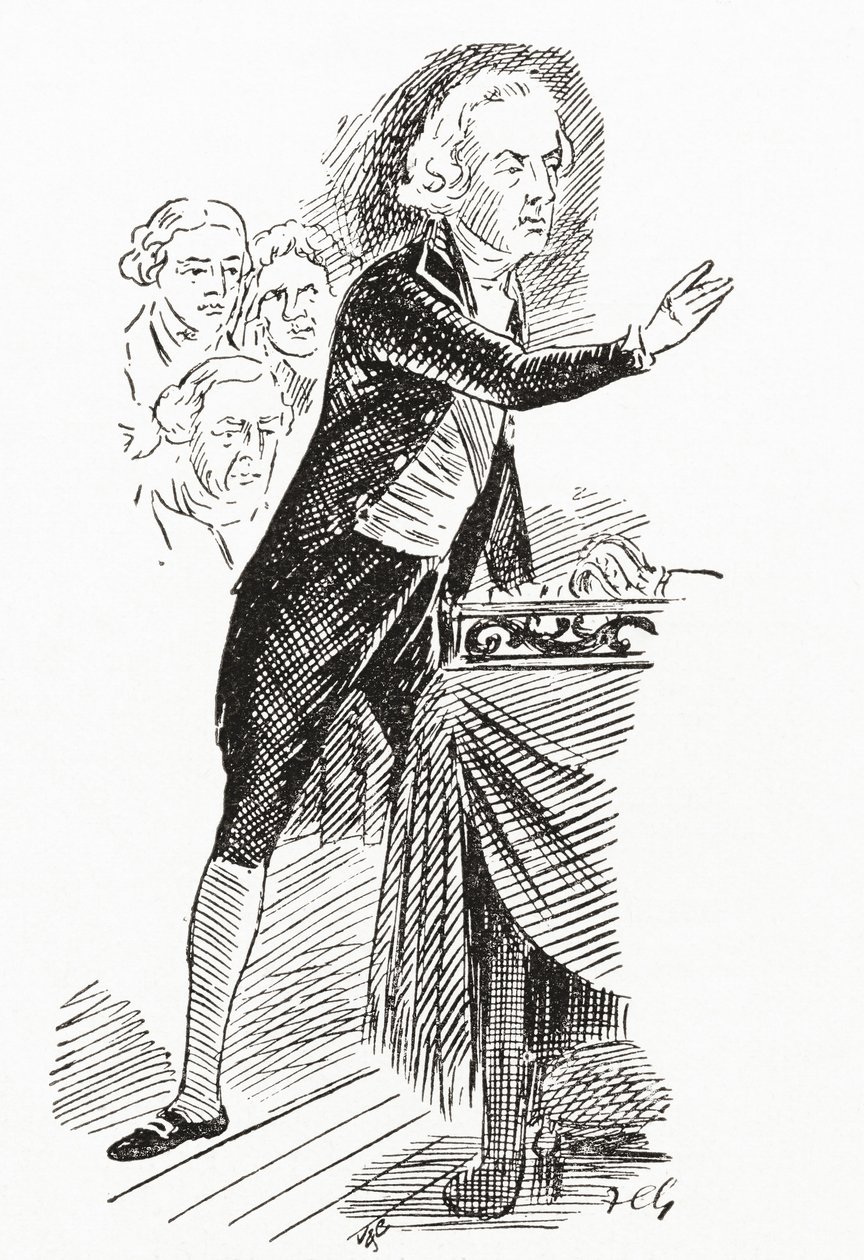 William Pitt der Jüngere spricht das Unterhaus an von English School